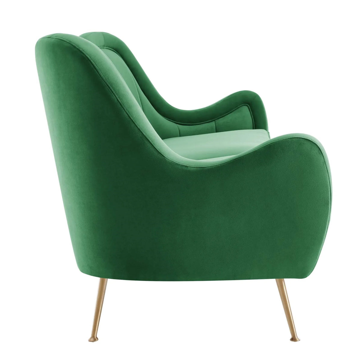 Velvet and Stainless Steel Sofa in Emerald Green Q8885