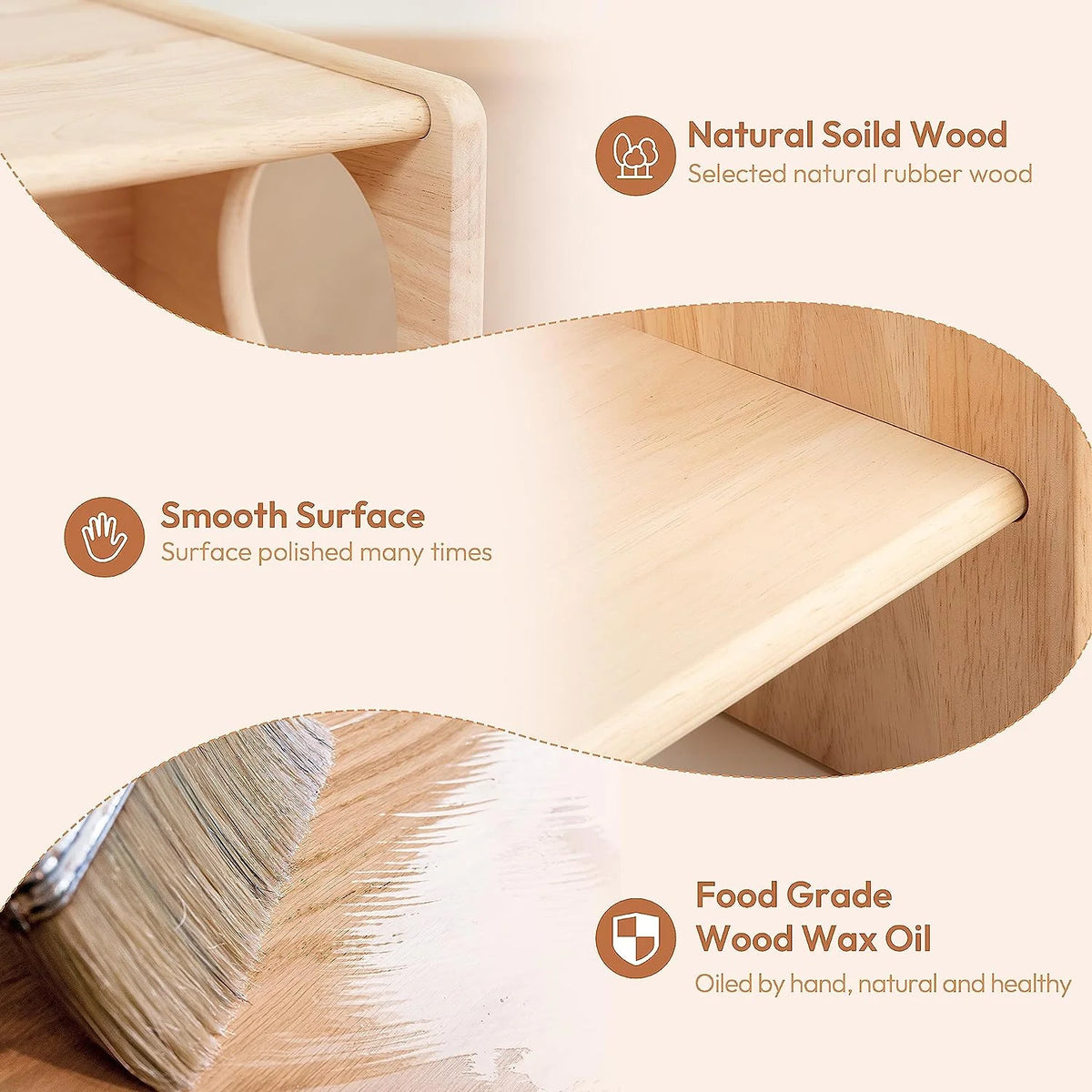 Montessori Weaning Table and Chair Set Natural Solid Wooden Kids Table Cube Chair M76995