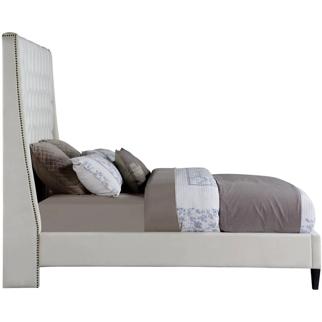 Cream Velvet Queen Bed I193219