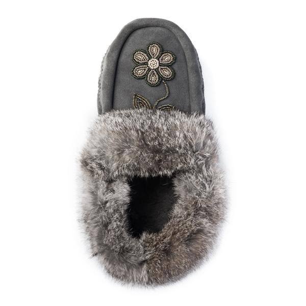 Genuine Rabbit Fur Sheepskin Footbed Moccasin K55717