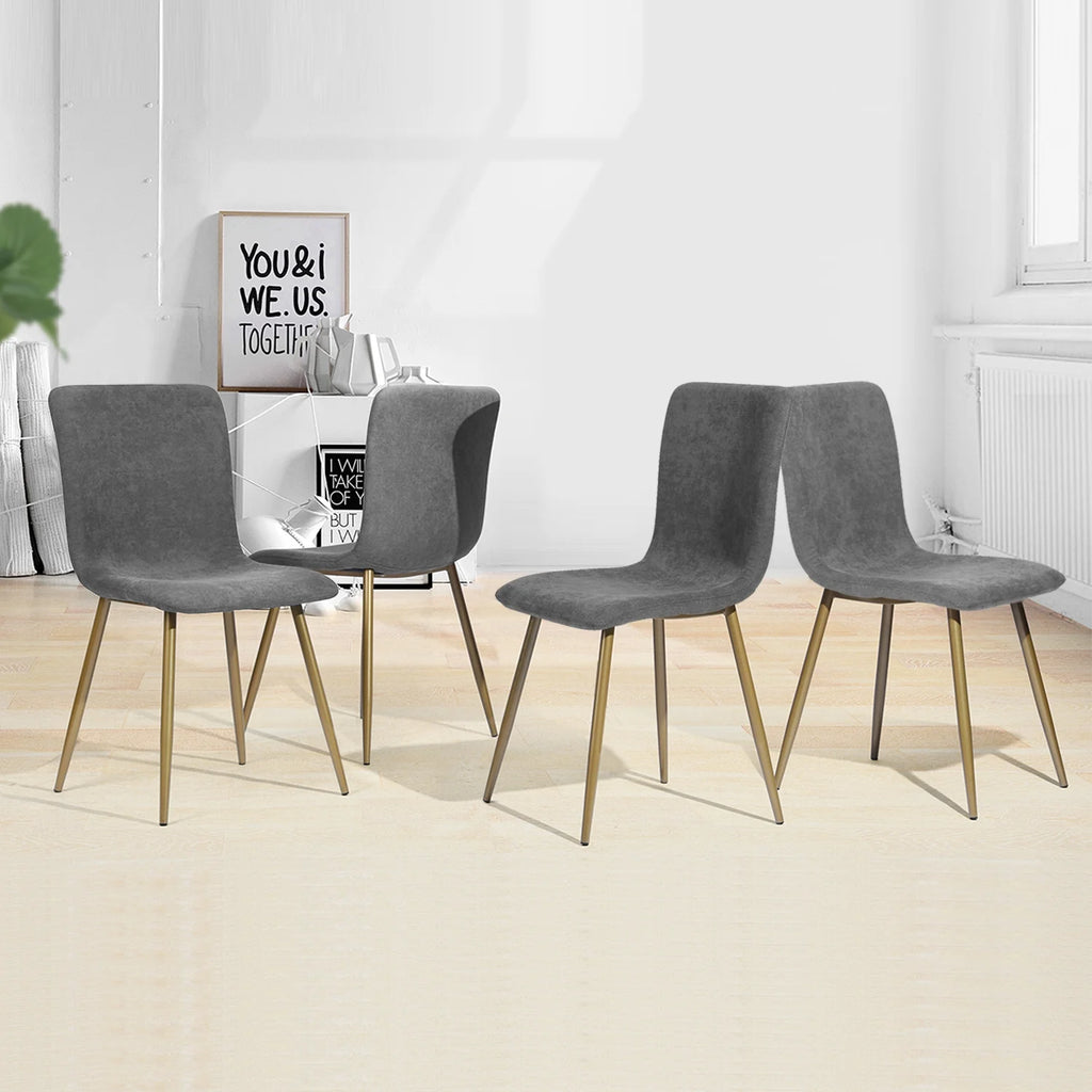 Velvet Dining Chairs Set of 4 Dark Gray Metal Legs W104888