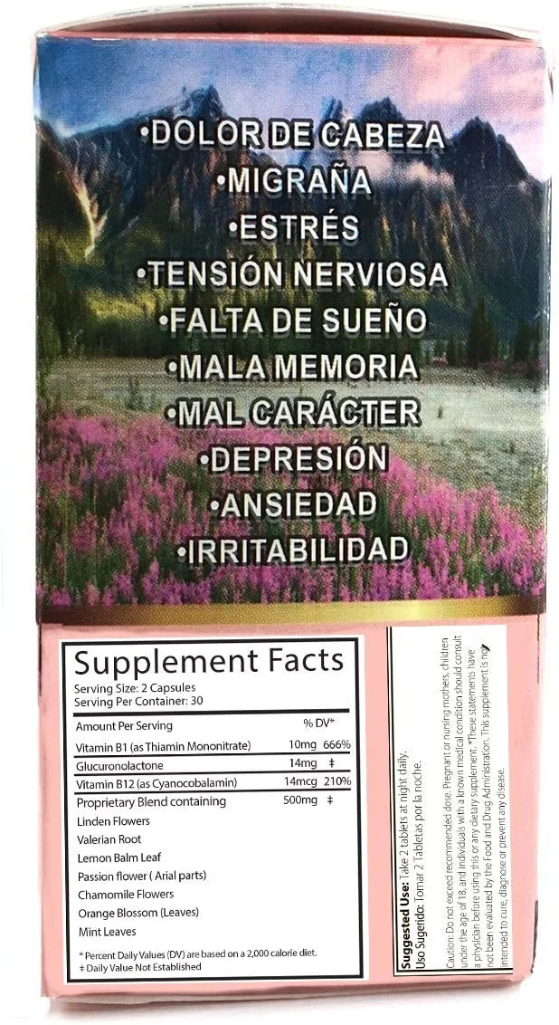 2 Cajas Me Vale Madre 60 Caps. Each Box Headache Migraine & Stress A286166