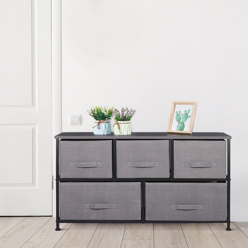 Brown 5 Drawer Fabric Dresser Q13509