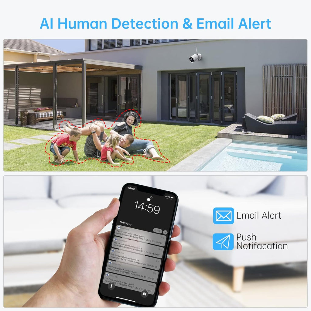 3MP Wireless Security Camera System with Audio, 8CH NVR, 8Pcs 3MP WiFi IP Cameras, 2TB Hard Drive O276652