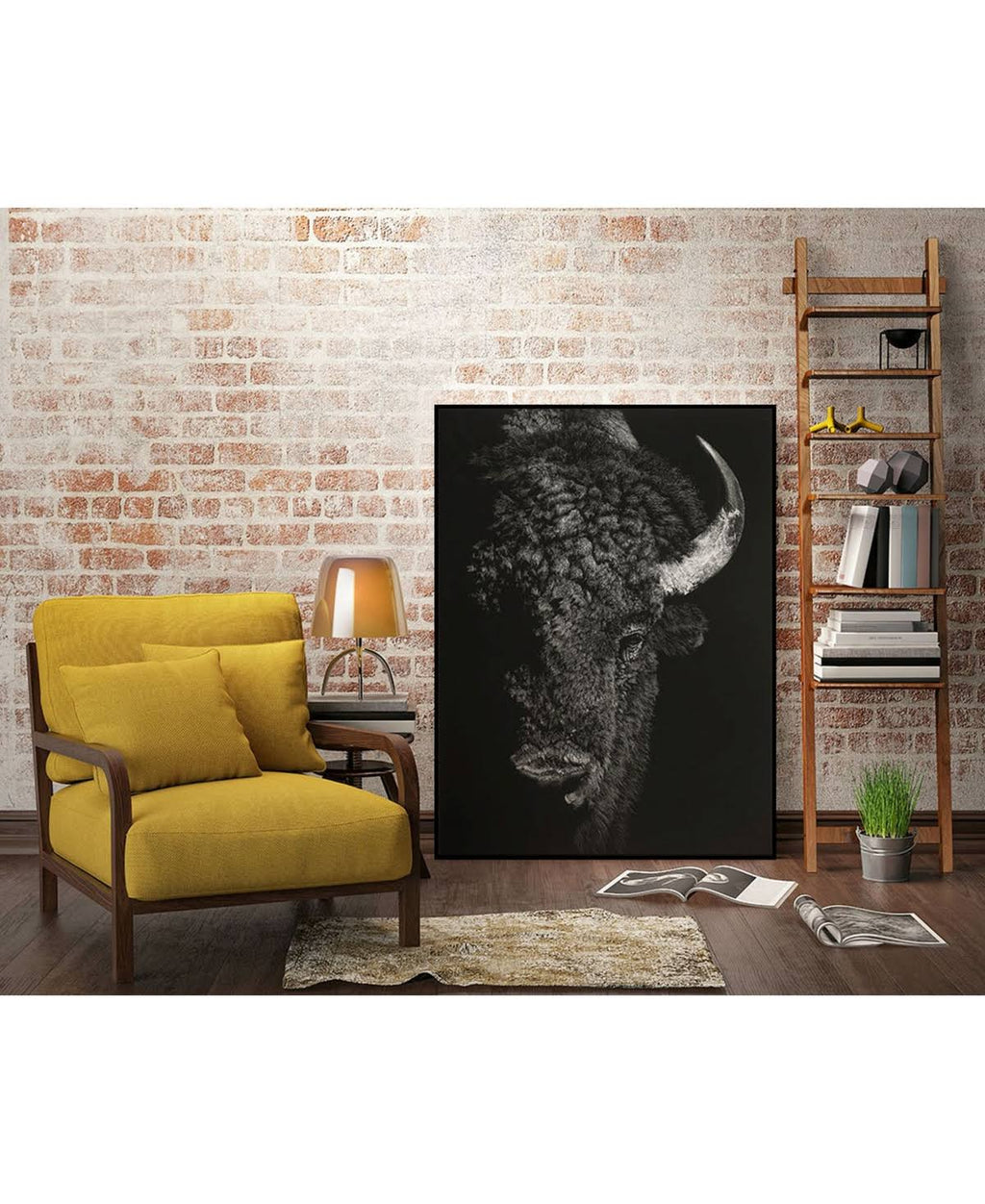 Tan Framed Canvas Art Block P1738