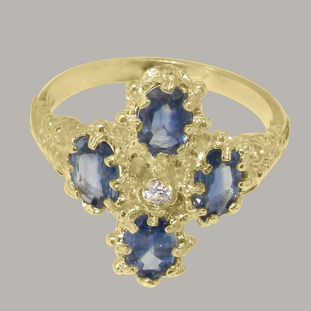 9k Yellow Gold Diamond & Sapphire Statement Ring Q9782