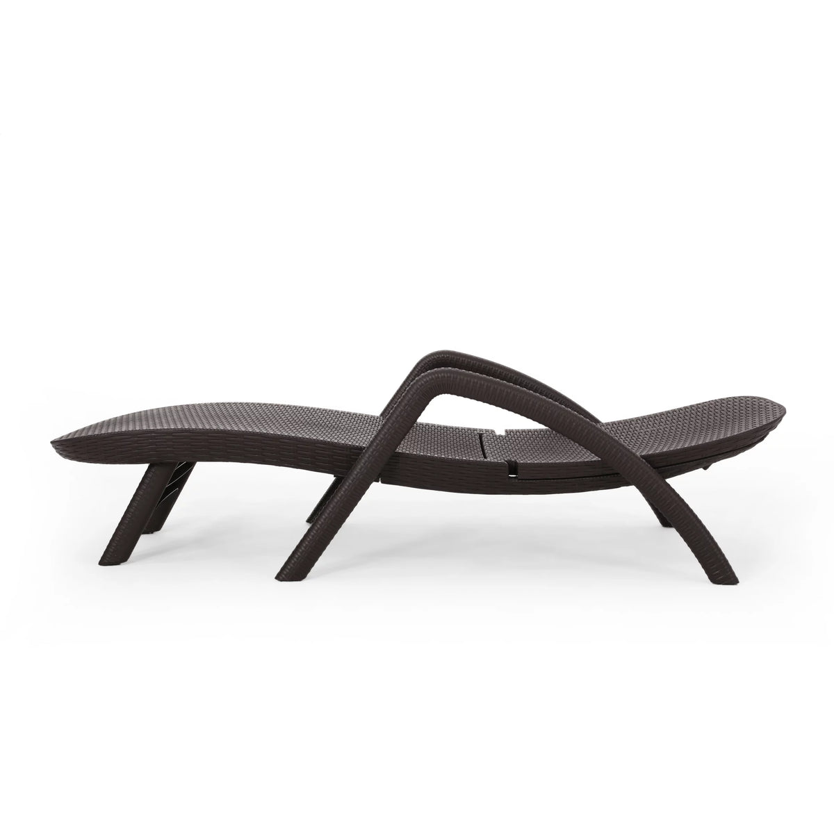 Dark Brown Faux Wicker Chaise Lounges Set of 2 O79167