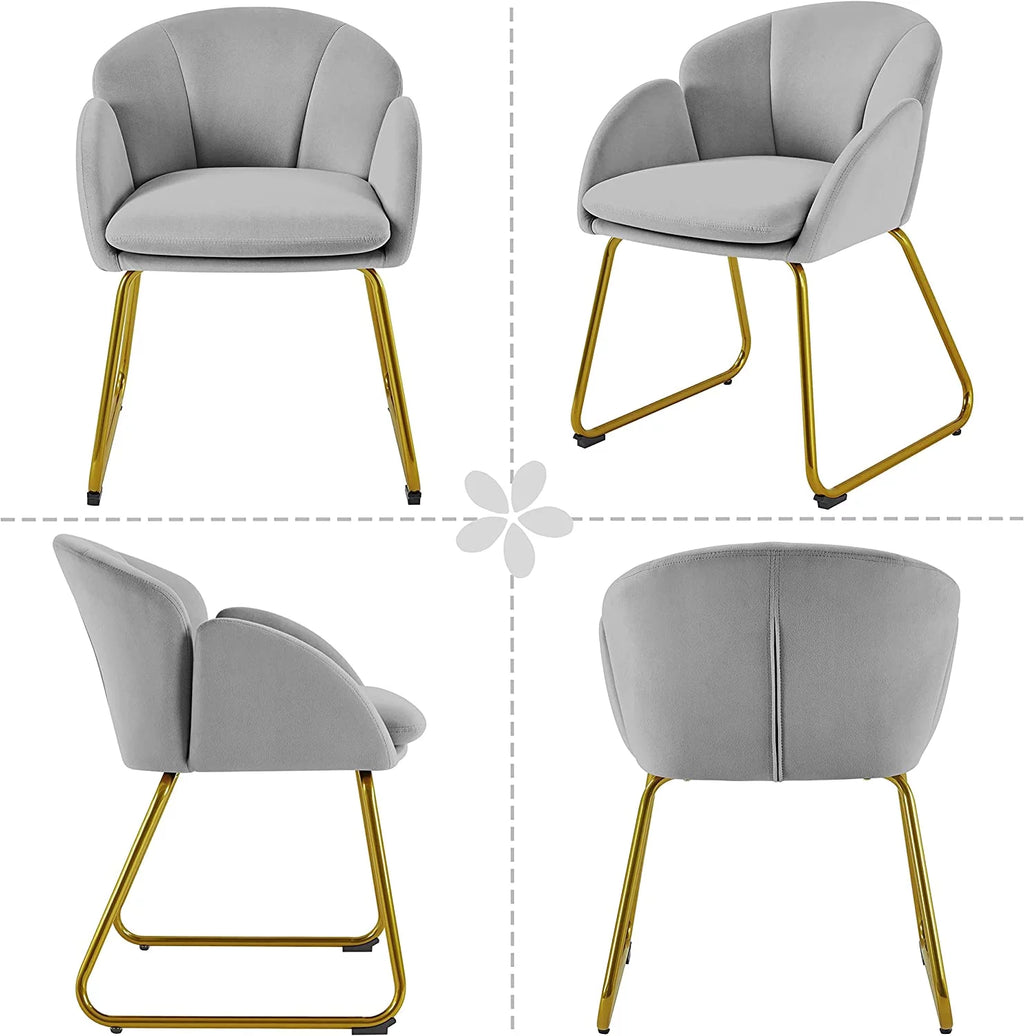 Velvet Armchair with Golden Metal Legs I565062