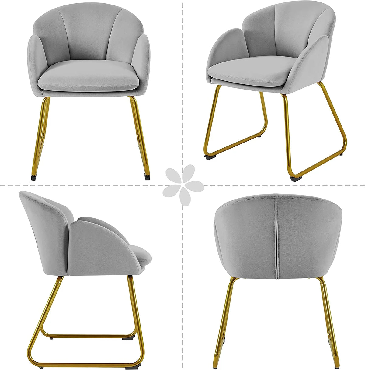 Velvet Armchair with Golden Metal Legs I565062