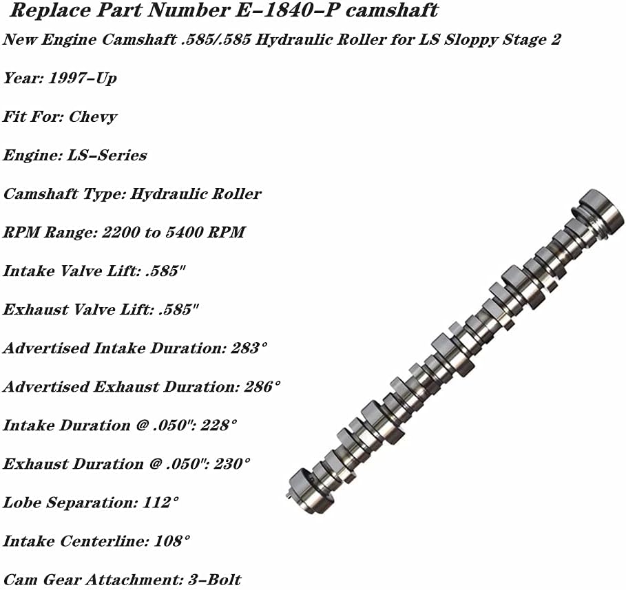 Camshaft 585 Lift 286° Duration Compatible with LS LS1 G53395
