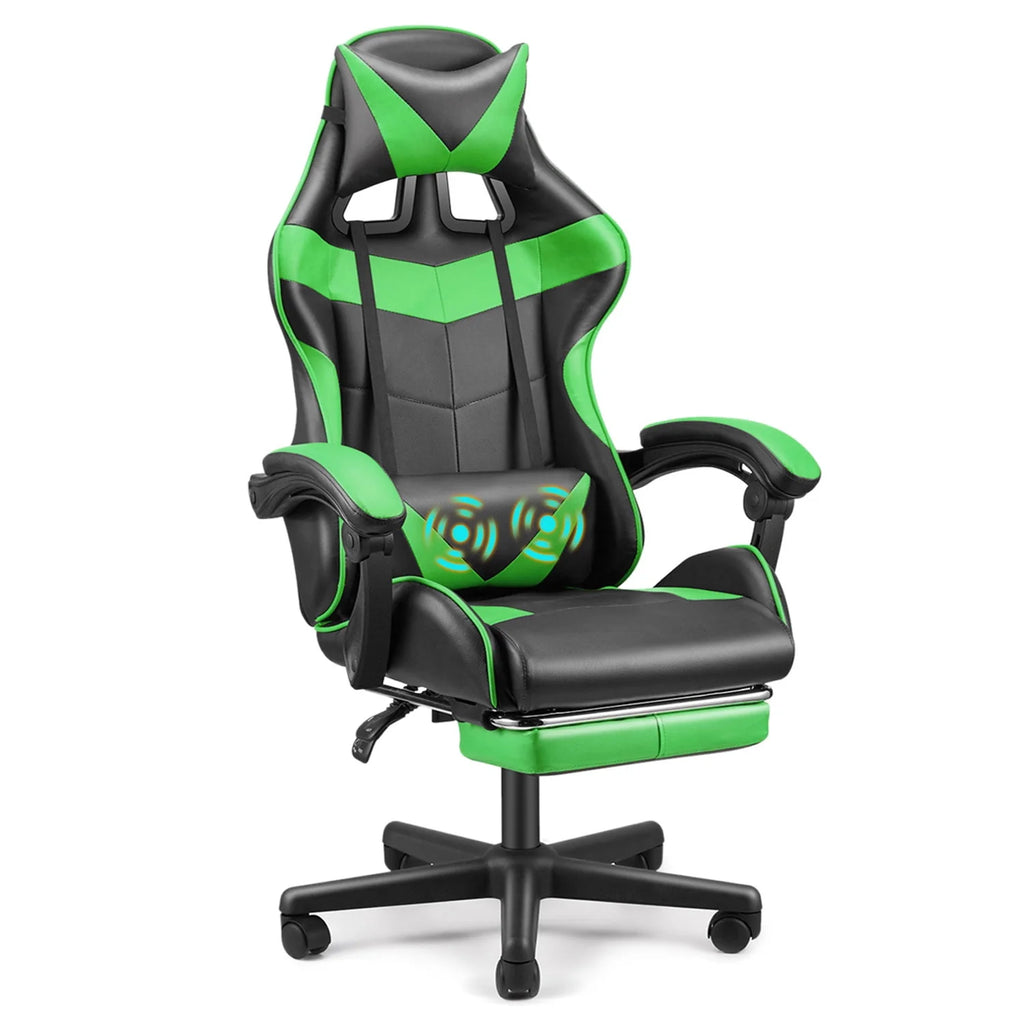 Blue Ergonomic Massage Gaming Chair with Footrest G35292