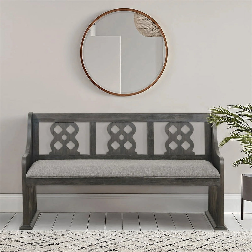 Traditional Wood Dining Room Bench with Back I9855
