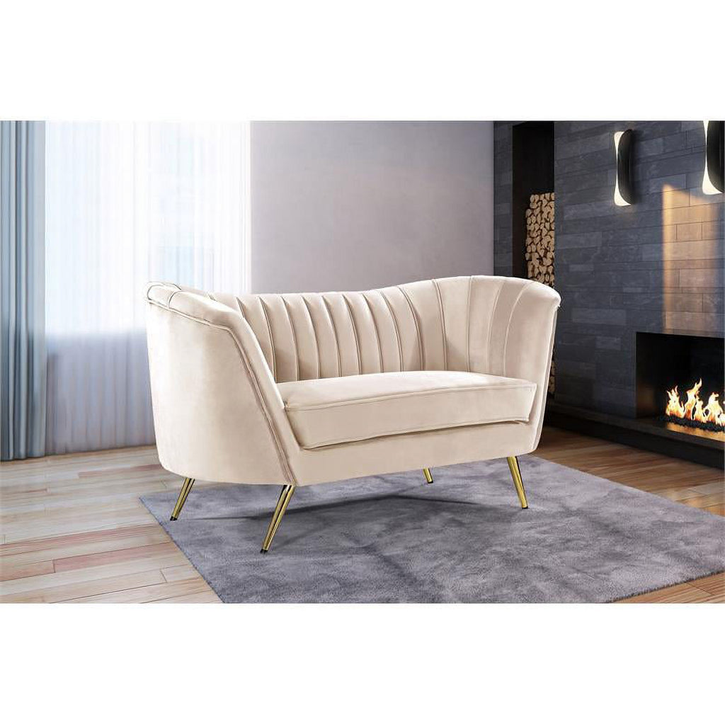 Cream and Gold 3-Piece Accent Chair Loveseat & Sofa Set L253