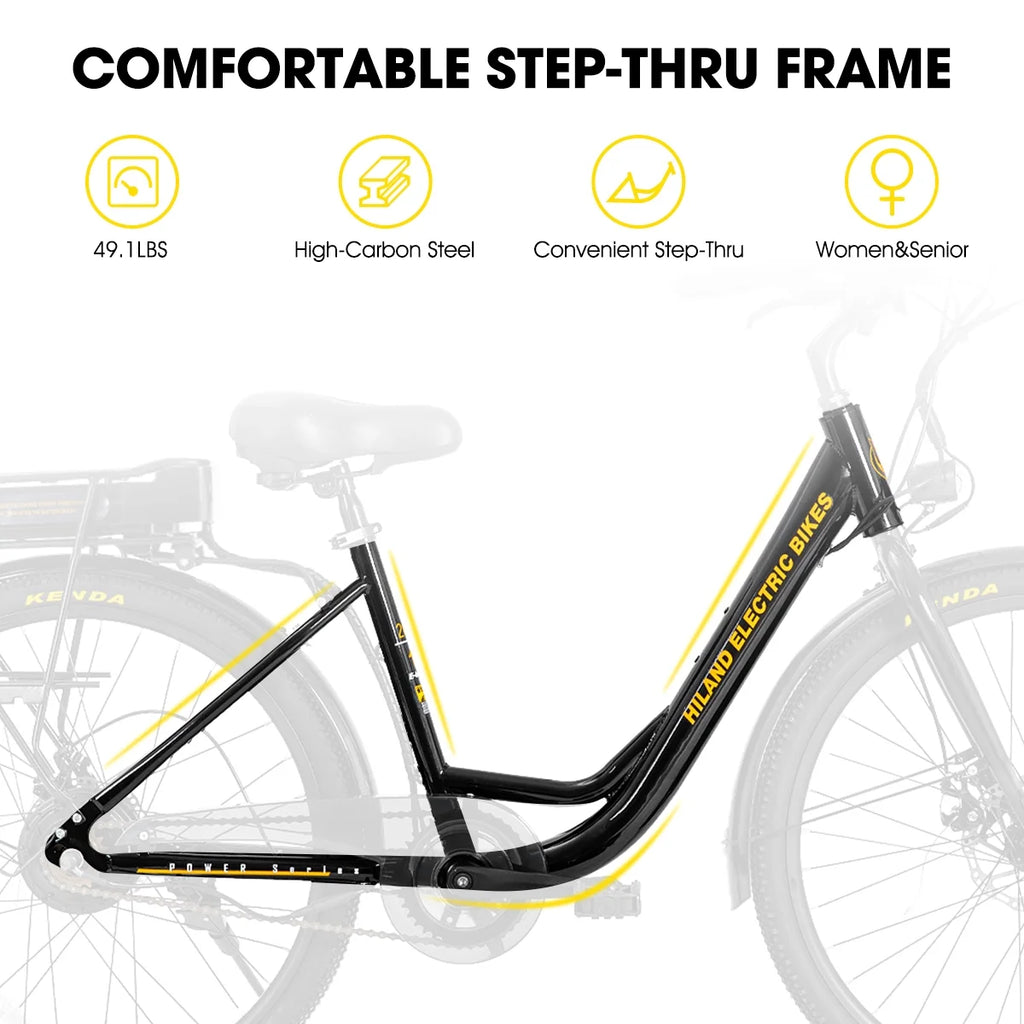 Electric Cruiser Bike 26 36V 7.8 Ah Removable Battery 500W Black G98022