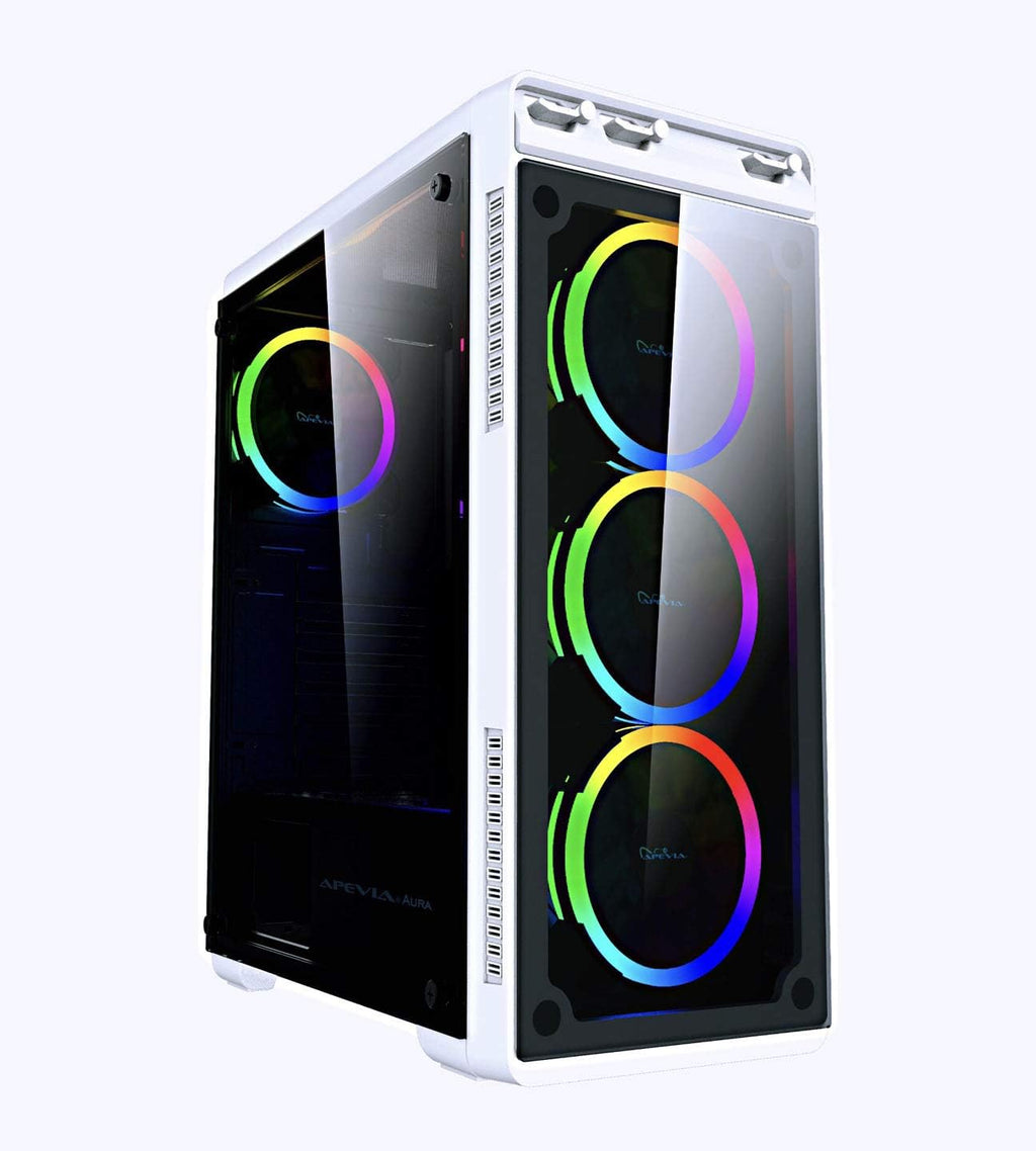 Black Mid Tower Gaming Case with Tempered Glass Panel and RGB Fans J166313
