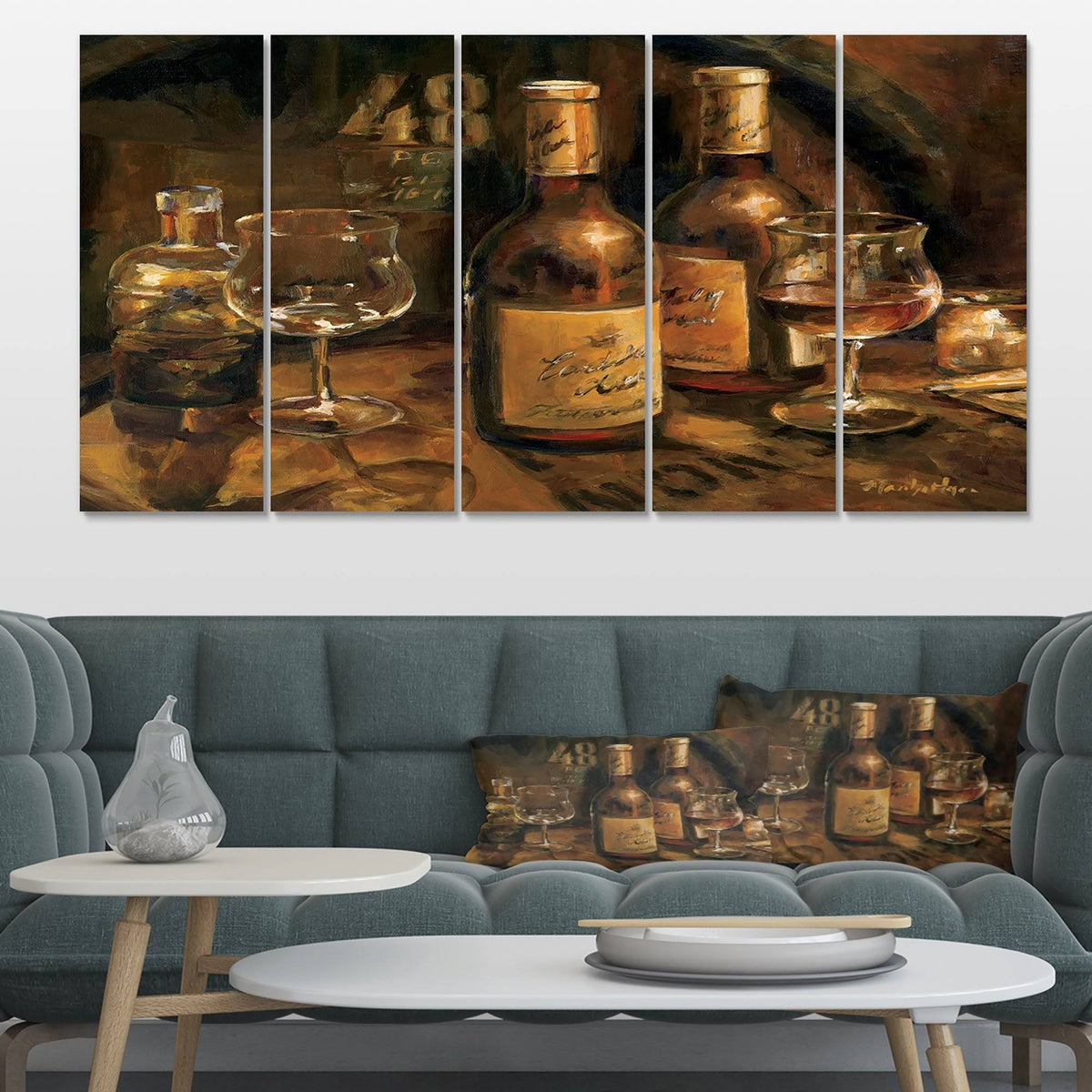 Vintage Wine Cellar Canvas - 60 in. Wide x 28 in. High - 5 Panels O75185