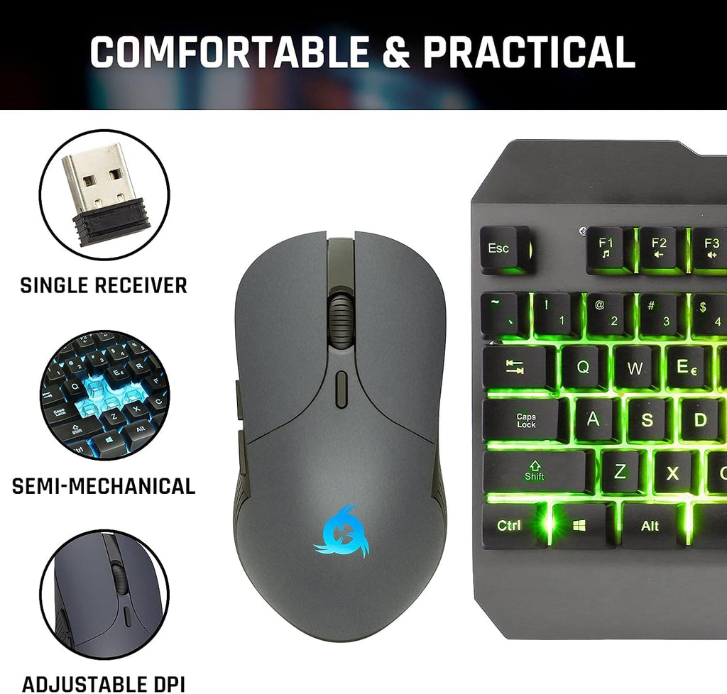 Wireless Keyboard and Mouse Set with Backlit Gaming Keyboard Y523204