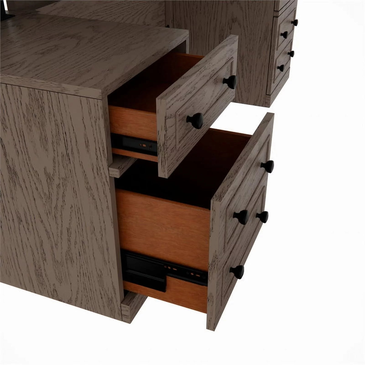 Gray Adjustable Height Sit-Stand Storage Desk with Drawers F999