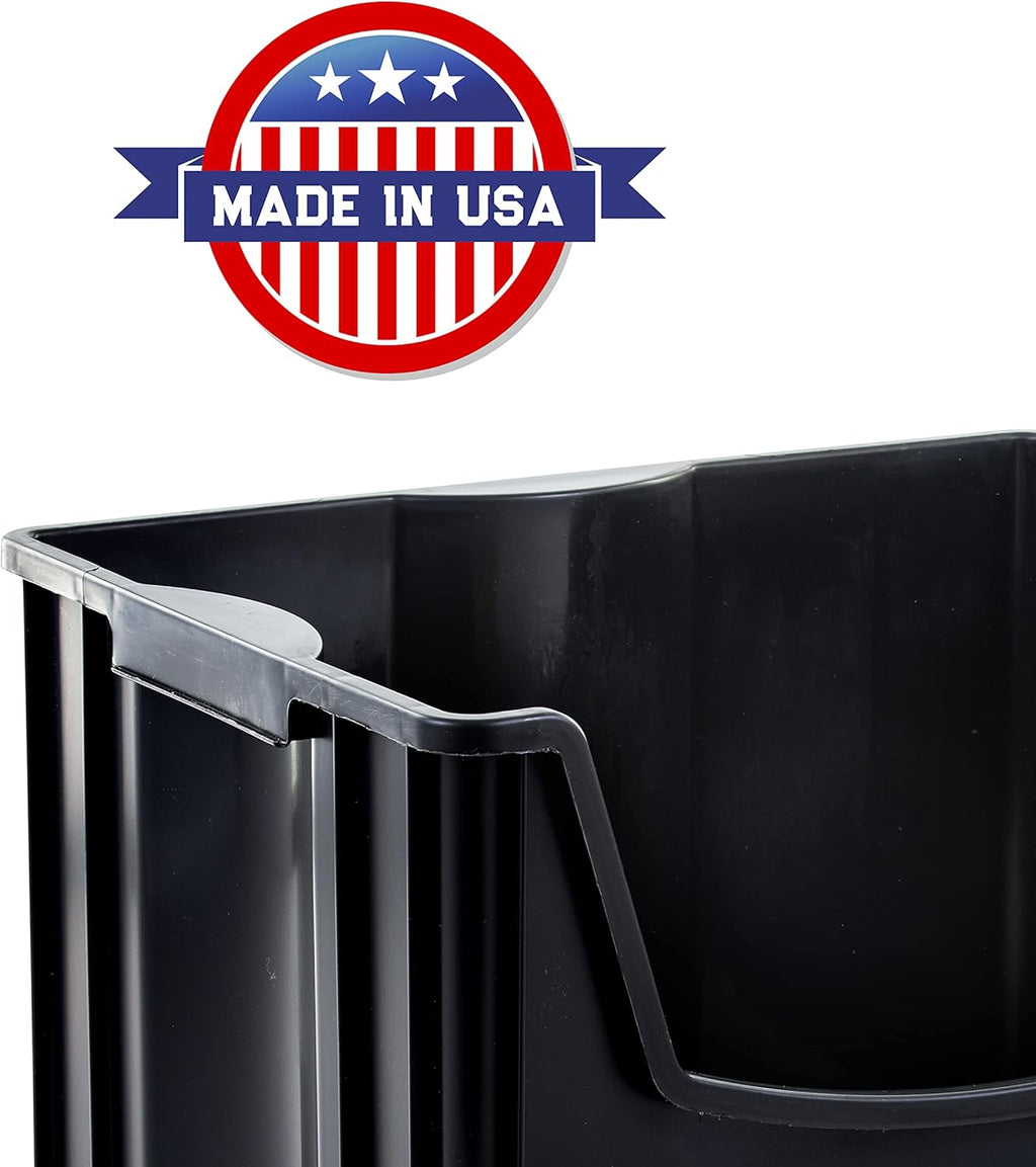 Black Pack of 3 Stackable Storage Bins E488205
