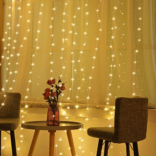 13 Strings 6.6 x 5 ft 8 Modes Curtain String Lights W426593
