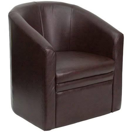 Brown Leather Barrel-Shaped Guest Chair Y505