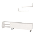 72 Inch White Wood TV Console with Storage 3 Piece Set V4808