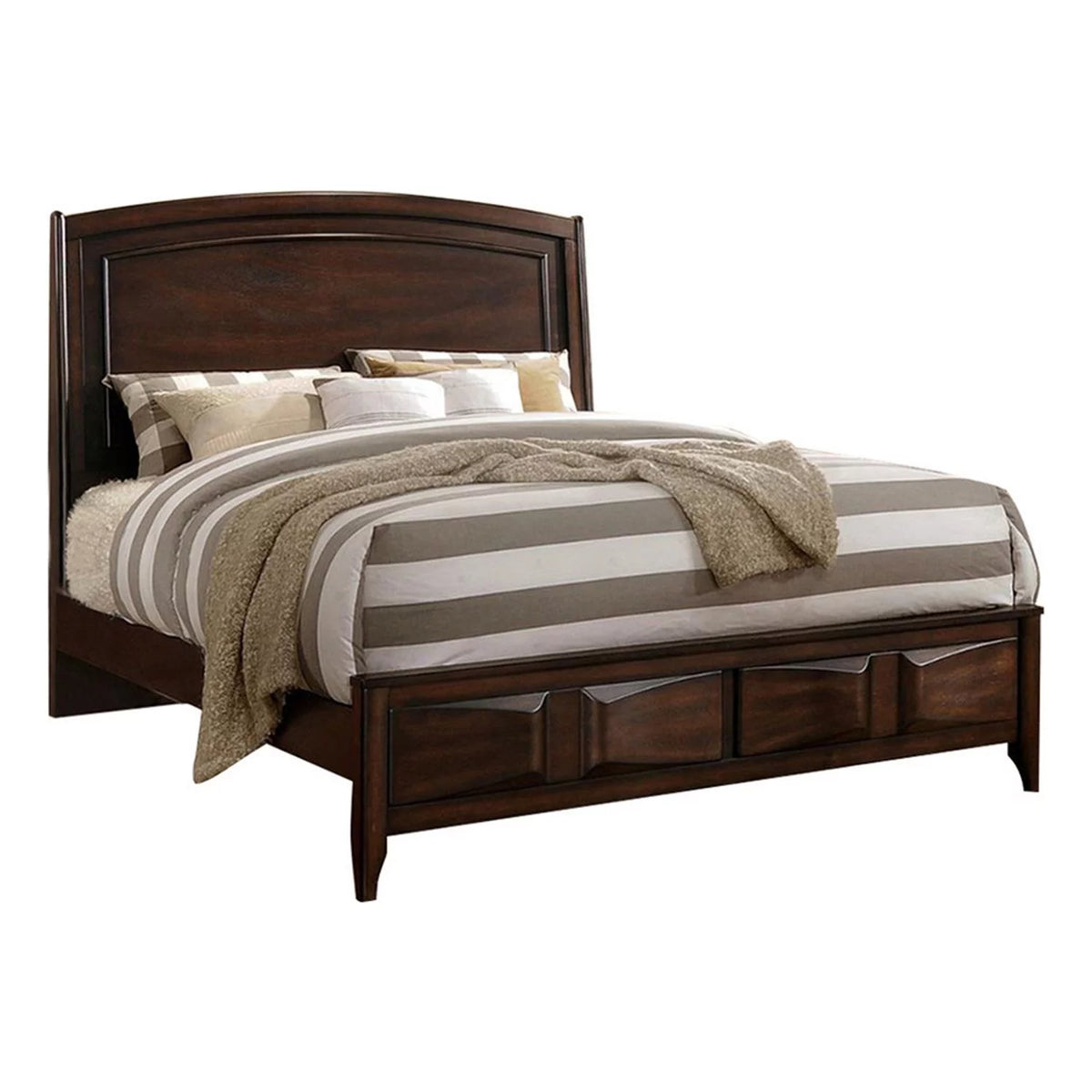 Oak Brown Wooden C.King Bed with 3D Design R80014