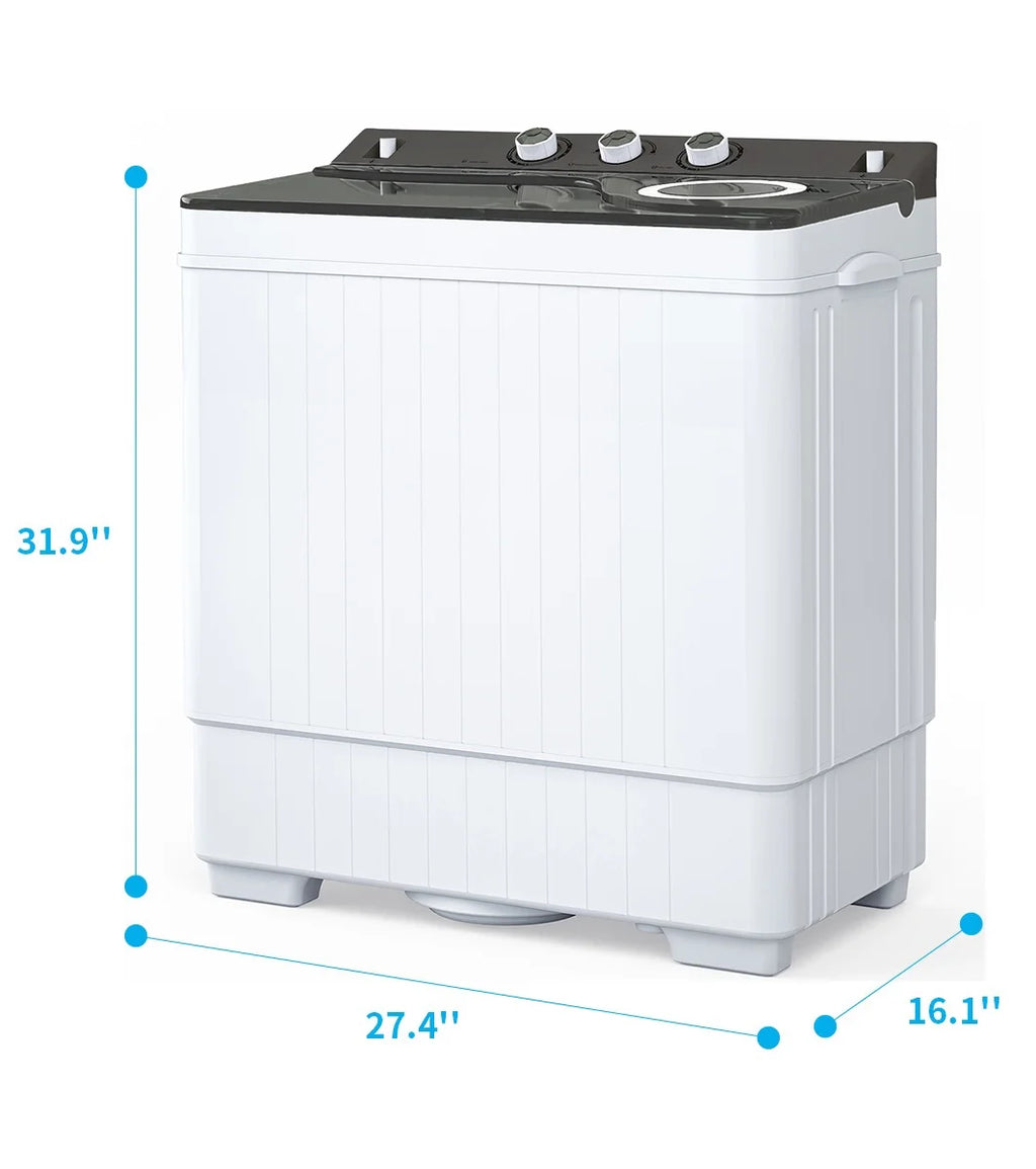 Semi-automatic Twin Tub Washing Machine, 26Lbs, White & Grey C69841