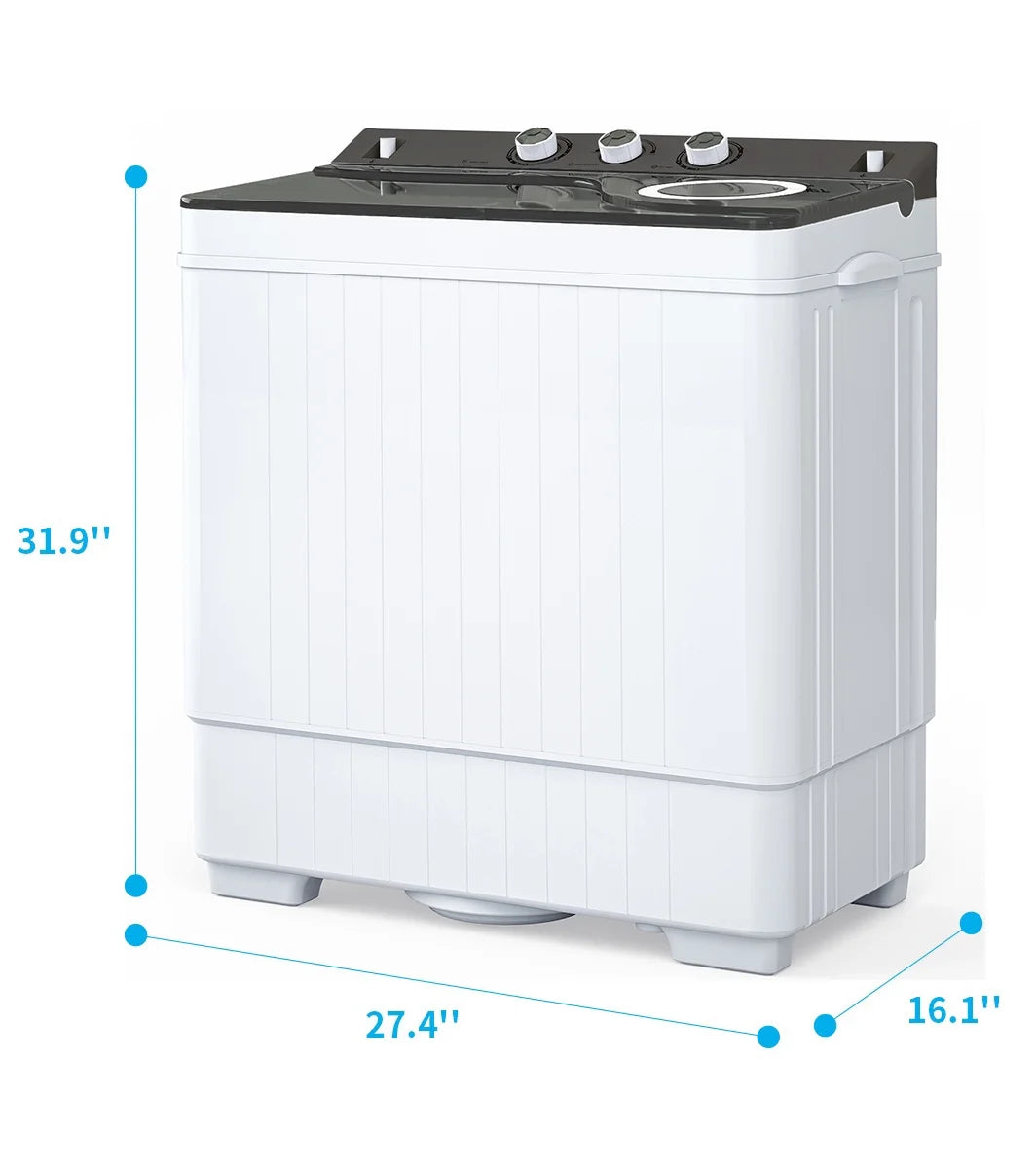 Semi-automatic Twin Tub Washing Machine, 26Lbs, White & Grey C69841