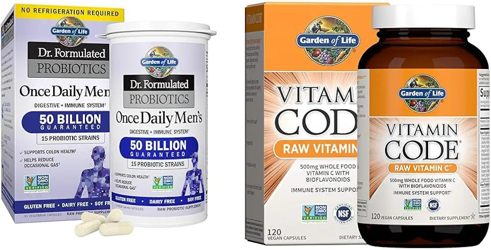 Men's Probiotics 50 Billion CFU Vitamin C 500mg 120 Capsules A435