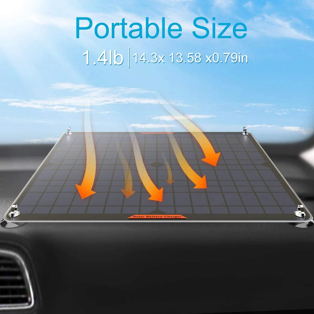 20W 12V Portable Waterproof Solar Car Battery Charger & Maintainer U10088