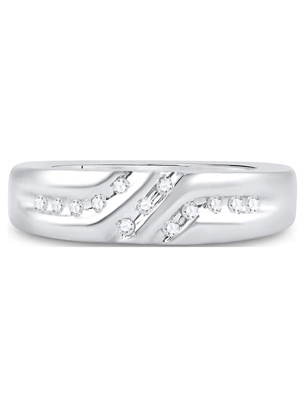 10kt White Gold Mens Diamond Wedding Band Ring 1/8 Cttw Size 8 O3561