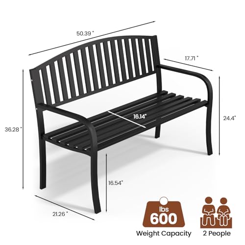 Weatherproof Anti-Rust Wrought Iron Outdoor Garden Bench M312613