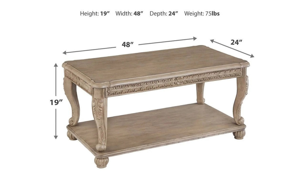 Light Brown Rectangular Cocktail Table I3880