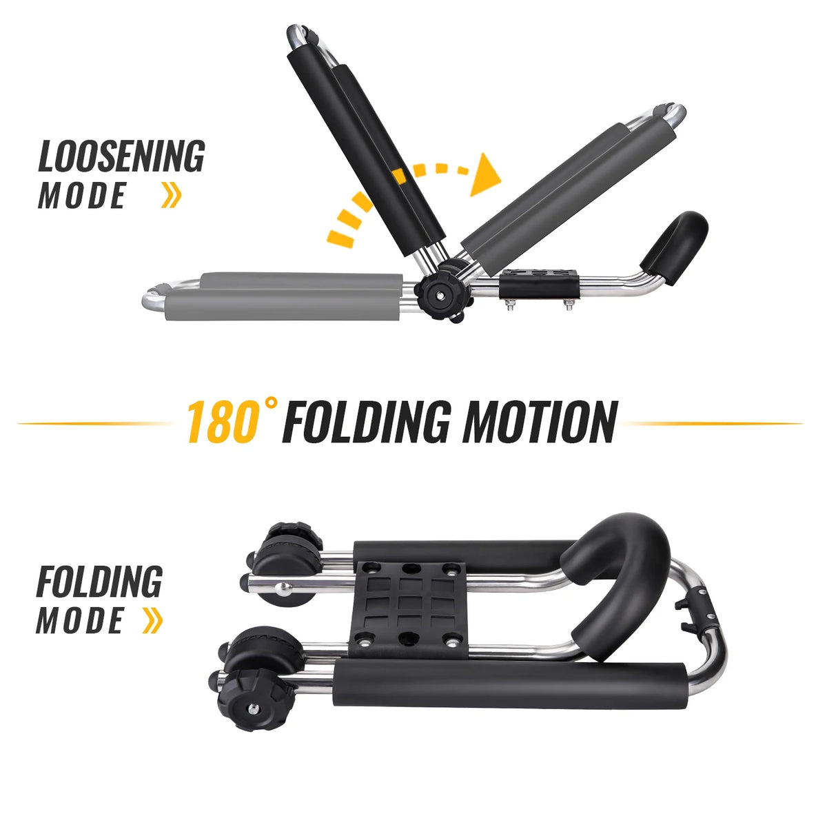 Stainless Steel J-Bar Rack Roof Top Mount with Ratchet Straps, Folding Carrier M912491