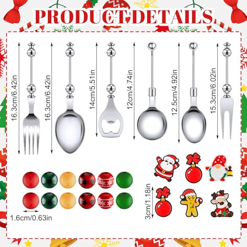 12 Sets Beadable Spoon Fork Set Christmas Kitchen Utensils N2921