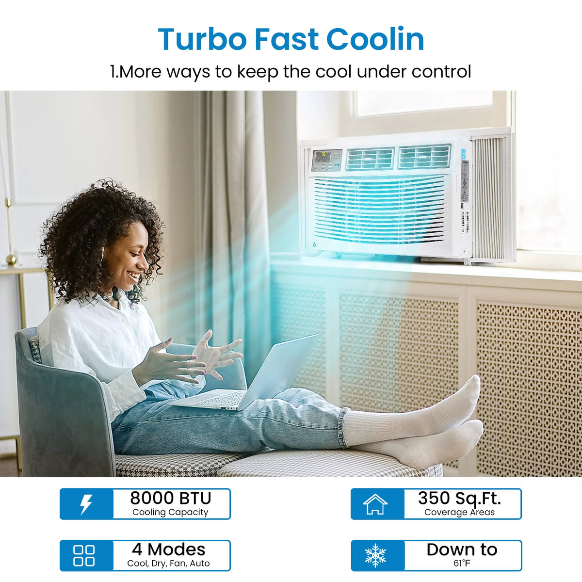 6,000 BTU Window-Mounted Air Conditioner with Remote/APP Control N870622
