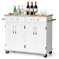 White Wood Top Rolling Kitchen Utility Cart H71671