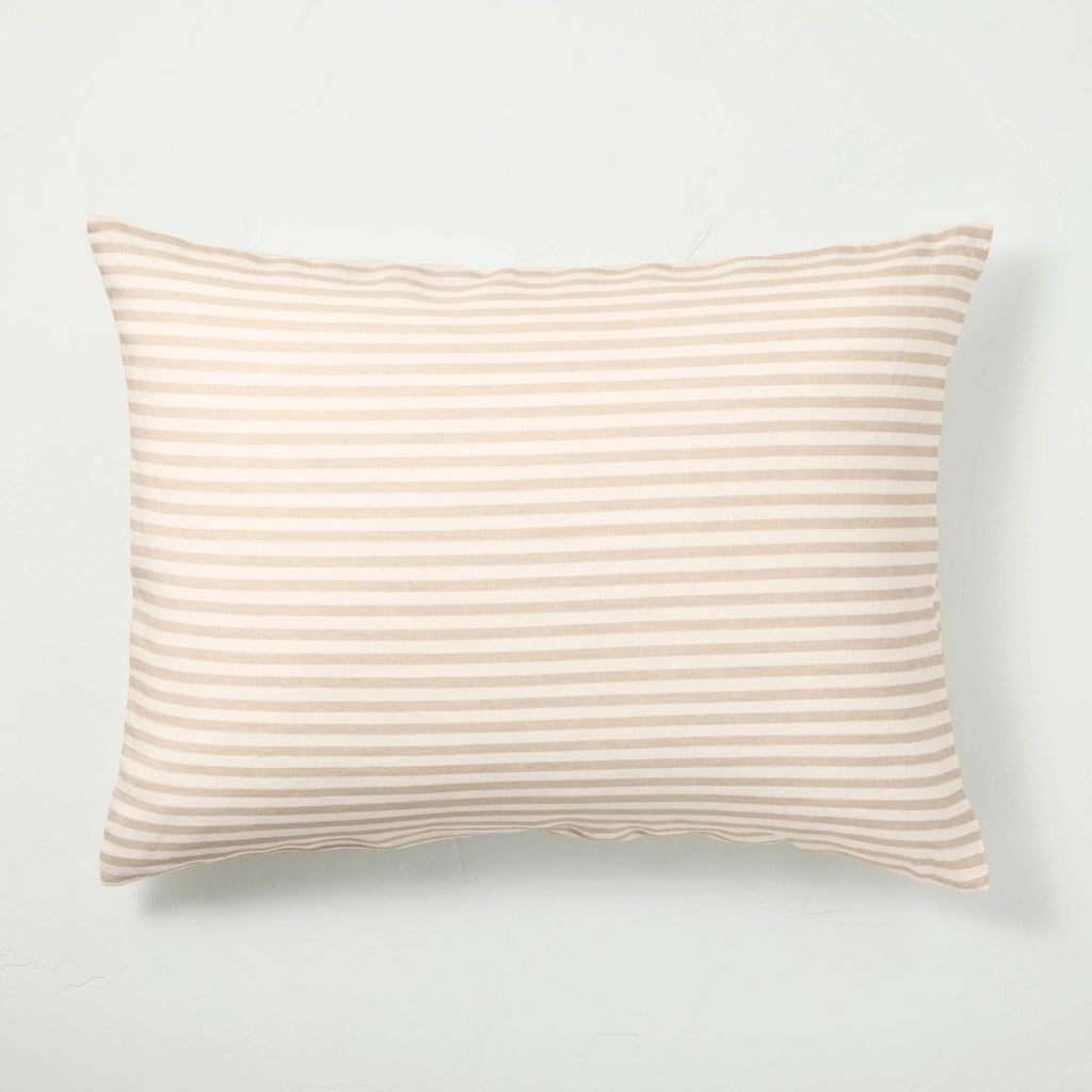 White/Natural Stripe Duvet and Sham Set A9313
