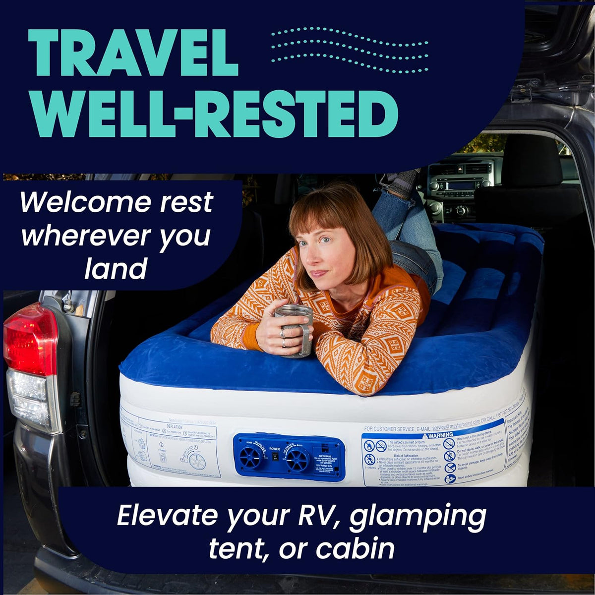 Luxury 13 Inflatable Twin Air Mattress with Built-in Dual Pump B417111