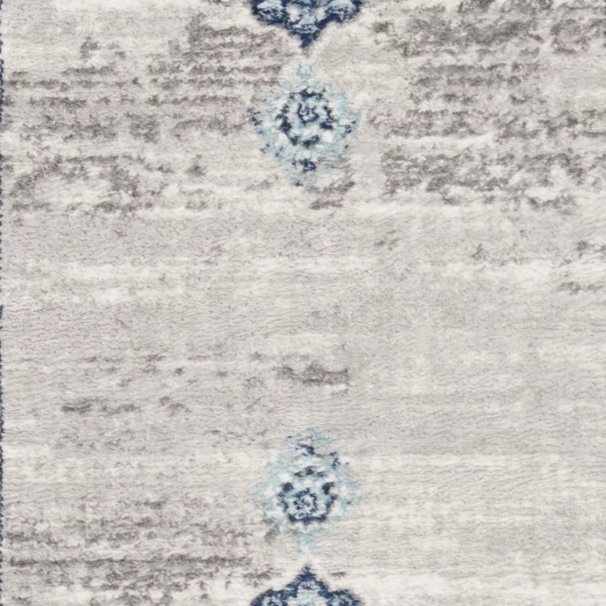 Navy Grey Floral Runner Rug R46116