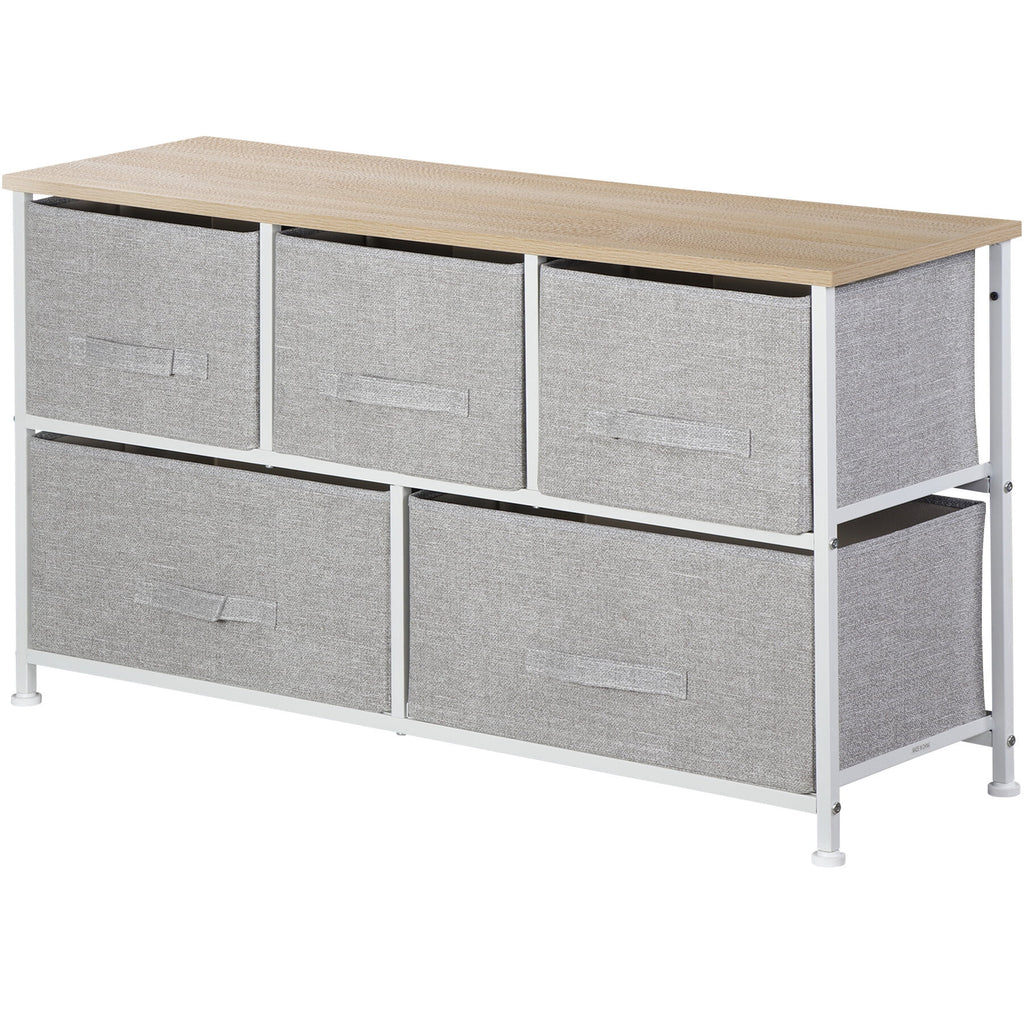 Brown 5 Drawer Fabric Dresser Q13509