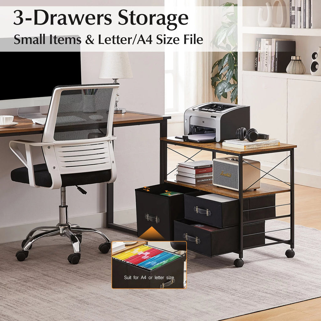 3 Drawer Rolling File Cabinet with Storage Shelf A537