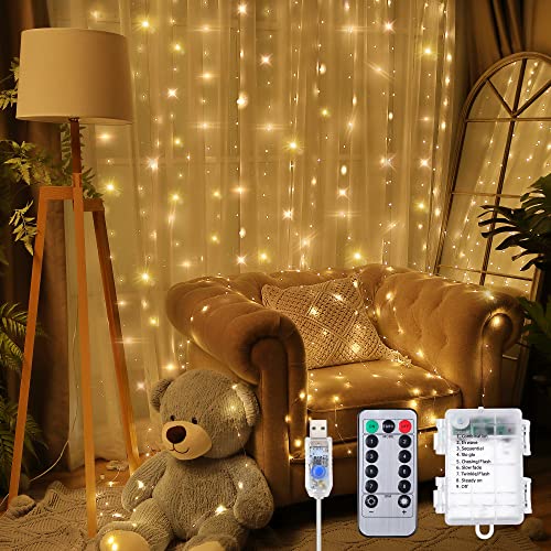 13 Strings 6.6 x 5 ft 8 Modes Curtain String Lights W426593