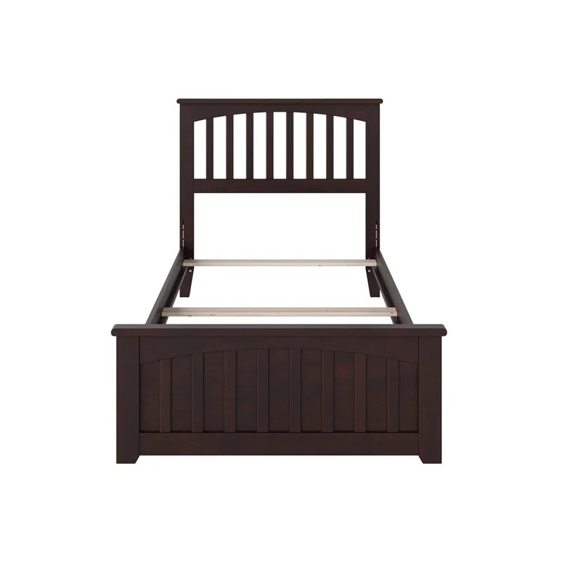 Solid Wood Twin Bed with USB Charger in Espresso L6283