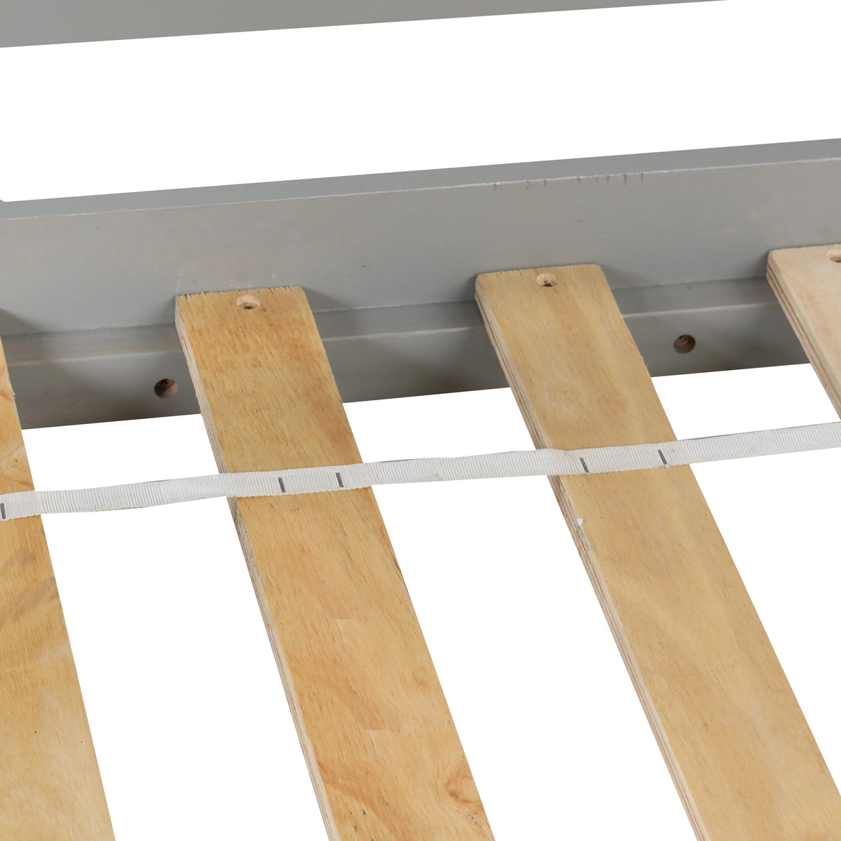 Gray Wood Low Loft Bed Frame with Storage and Stairs O217240