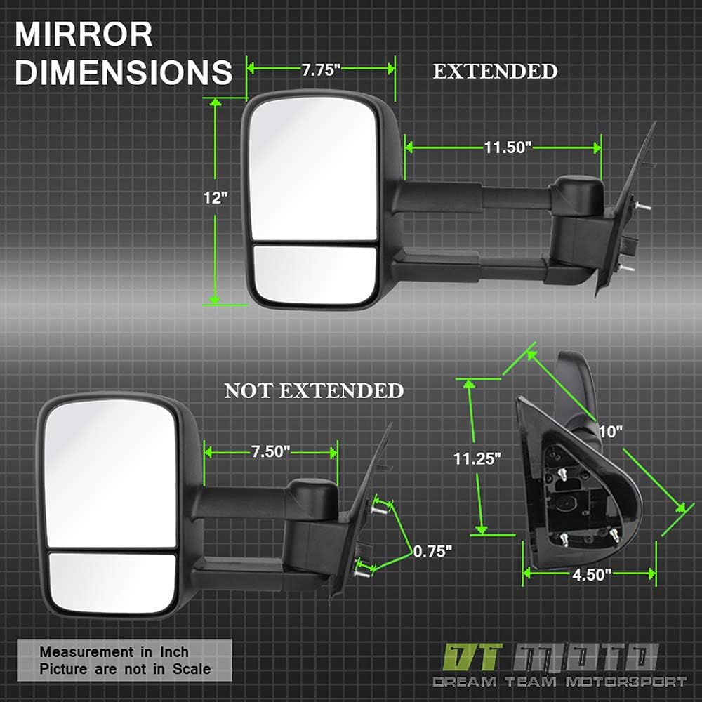 Manual Non Heat Towing Telescoping Side Mirrors N9107