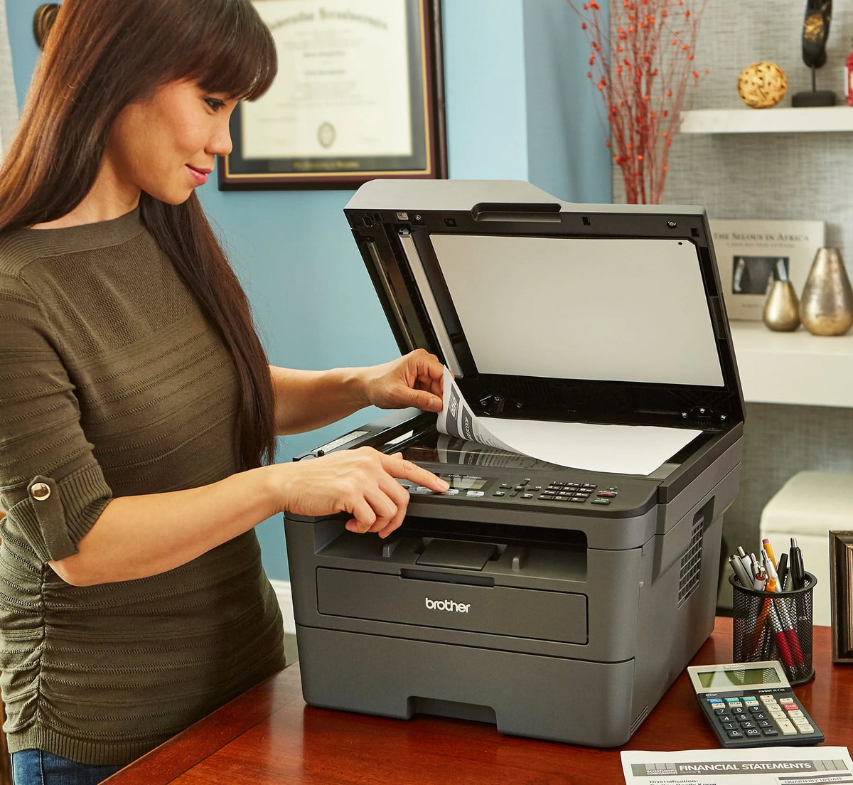 Monochrome Laser All-in-One Printer with Duplex Printing and Wireless Connectivity S9210