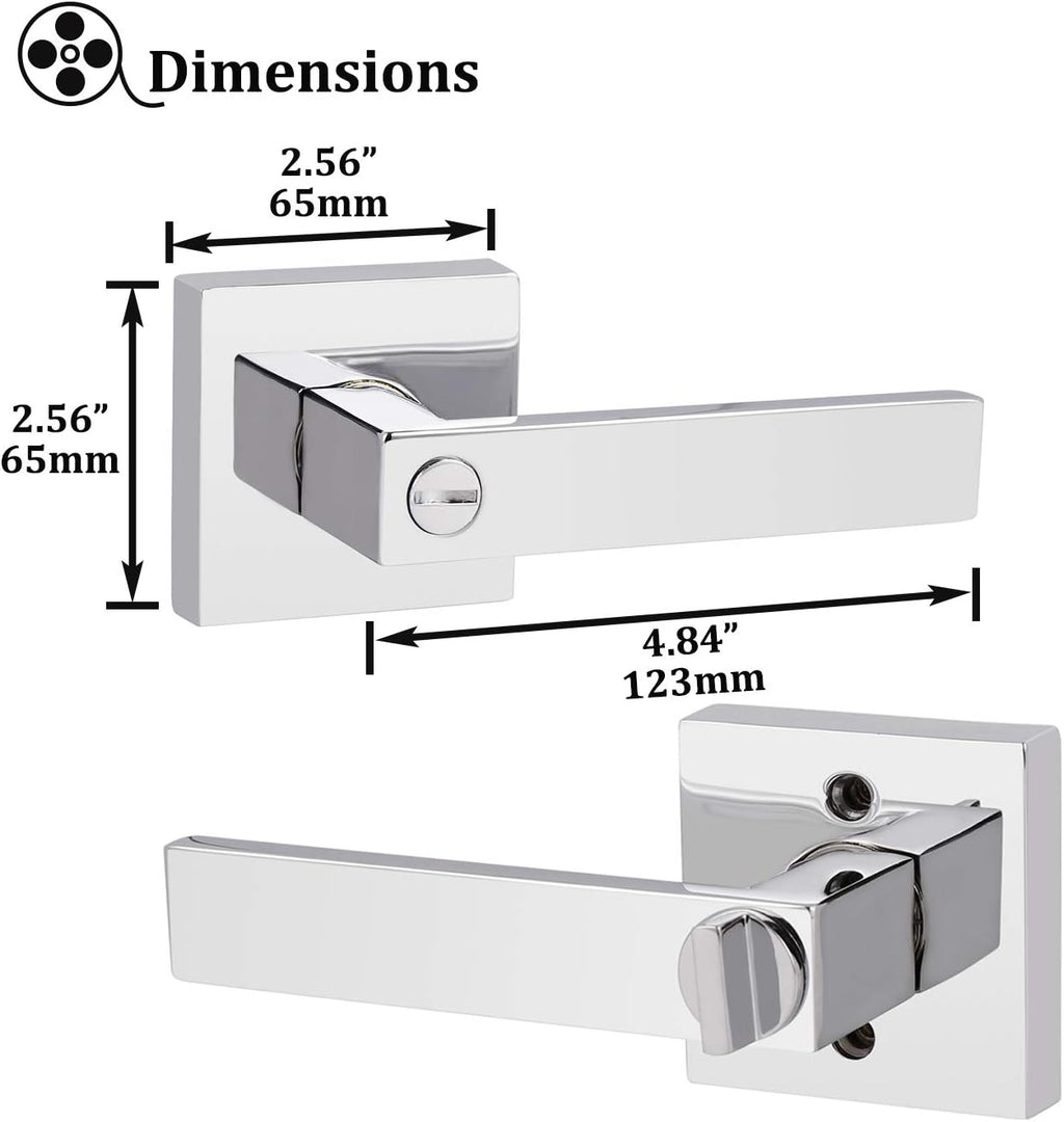 Polished Chrome Square Privacy Levers 5 Pack Z88812
