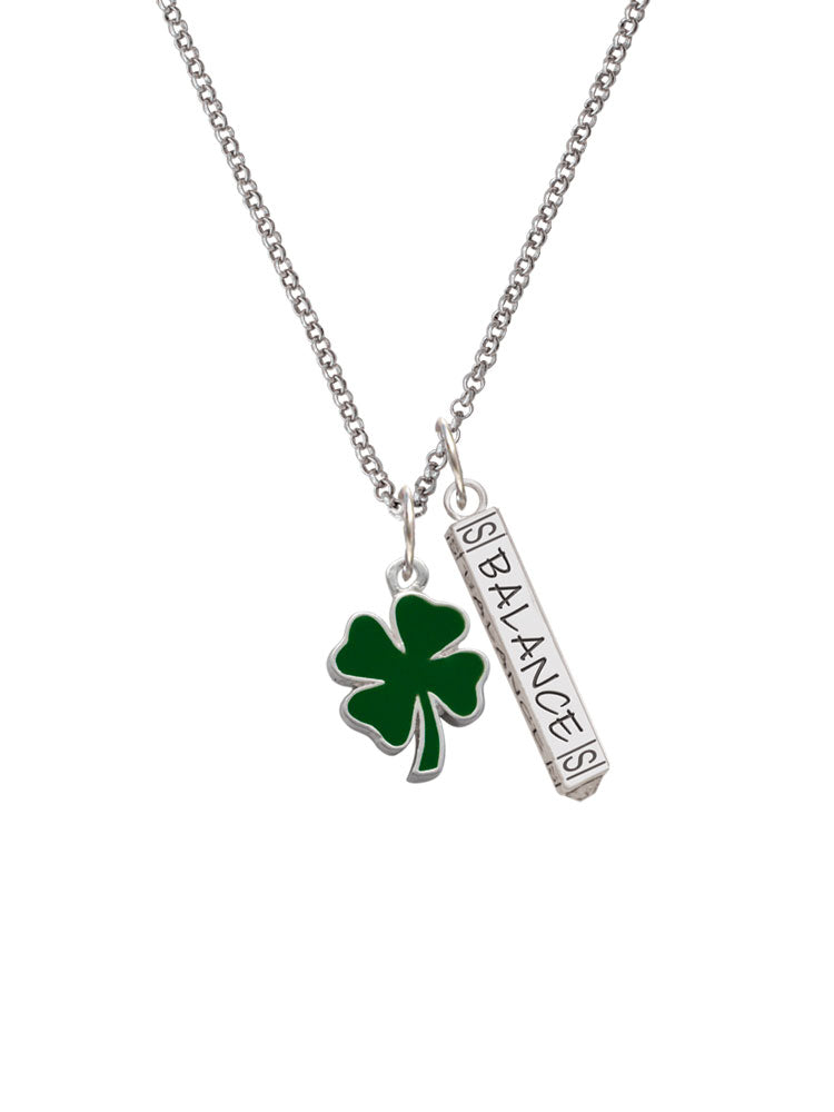 Green Enamel Four Leaf Clover Charm Necklace, 23" Z52095